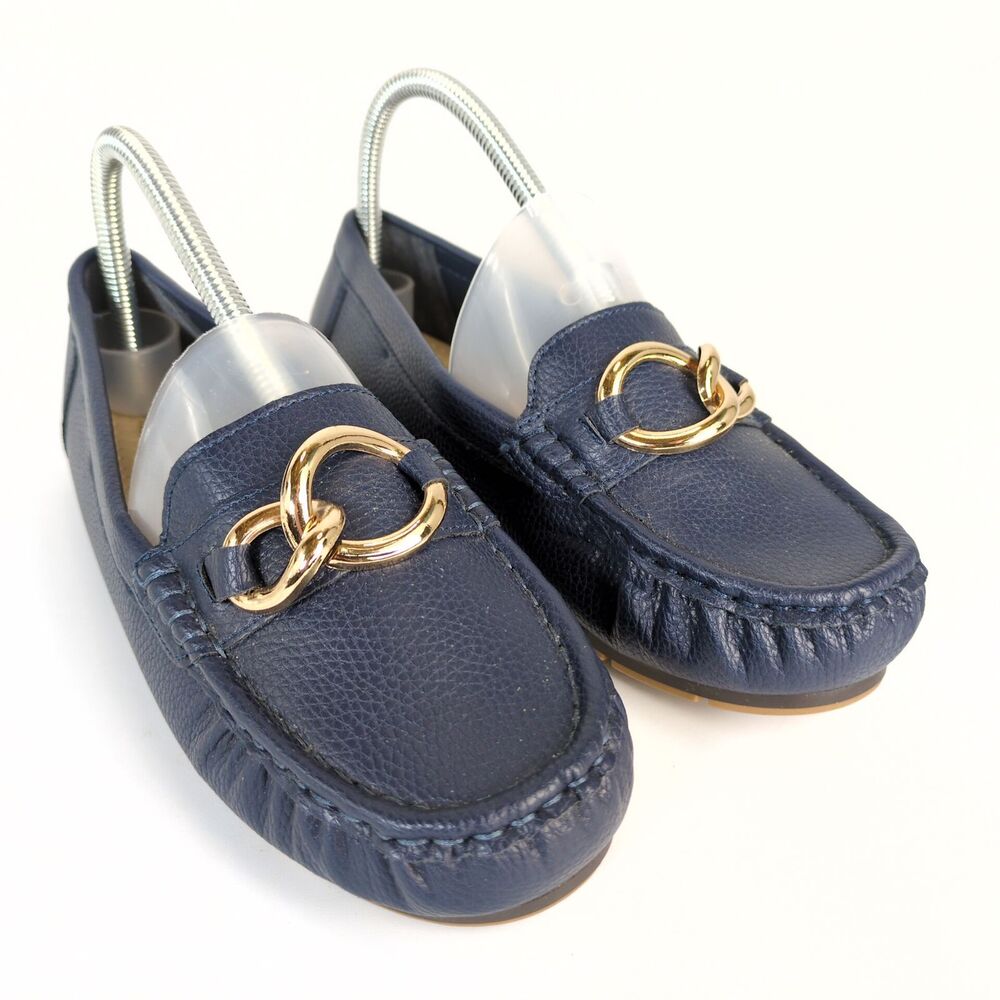 Comfort by Alexis Bendel Women's 7W Dorothy Navy Moccasin Loafers‎ Faux Leather
